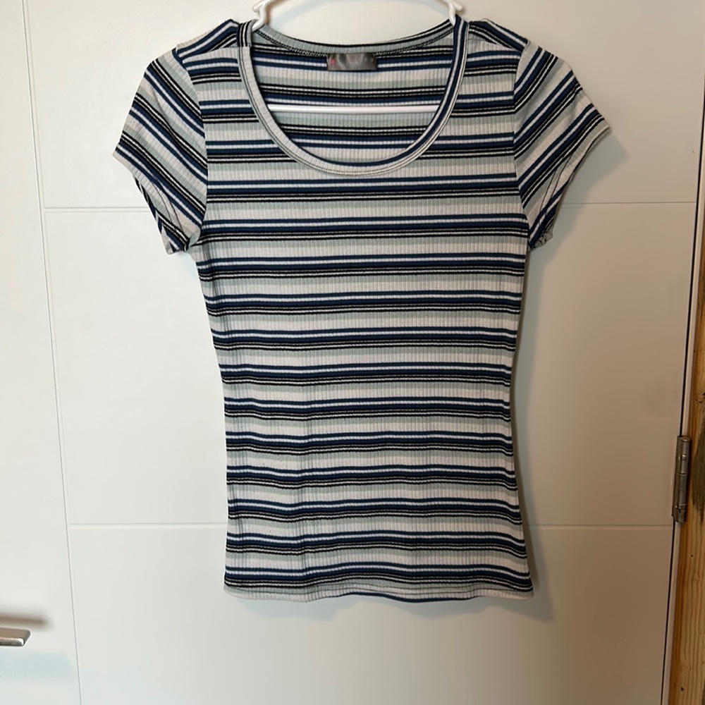 Blue/White/Black Striped Tee